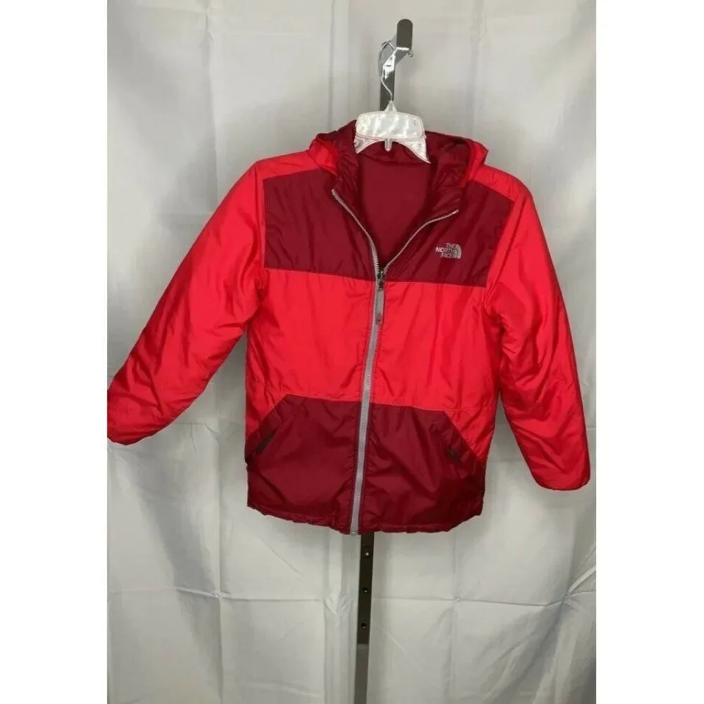 Fair condition Boys Medium Red The North Face reversible jacket fleece rain coat